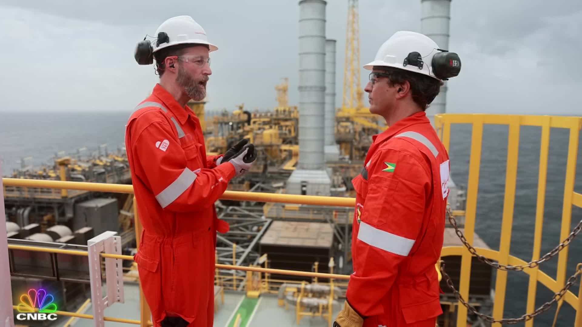 Offshore oil drilling rig in Guyana